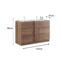 Mobile bathroom floor unit 3 drawers double wooden sink 122x47x86cm Duet T. Sale