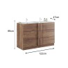 Freestanding Bathroom Vanity with 3 Drawers, Wood Finish, Double Sink, 122x47x86cm - Duet T Sale