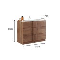 Floor-standing wooden bathroom cabinet with 3 drawers and Etoile ceramic sink Measures