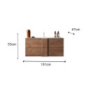 Wooden bathroom cabinet 2 drawers wall mounted with ceramic sink Miel Measures