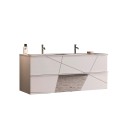 Suspended Double Sink Bathroom Mobile with 2 Gloss White Drawers Liz S Offers