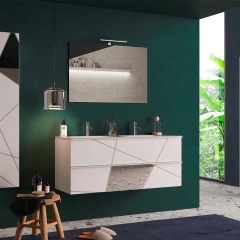 Suspended Double Sink Bathroom Mobile with 2 Gloss White Drawers Liz S Promotion