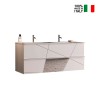 Suspended Double Sink Bathroom Mobile with 2 Gloss White Drawers Liz S On Sale
