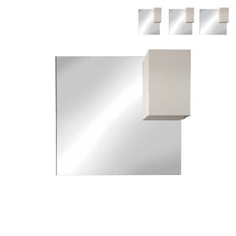 Bathroom mirror cabinet with 1 glossy white door and LED light Riva. Promotion