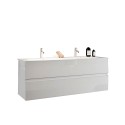 Double basin suspended bathroom cabinet with 2 glossy white drawers Ikon S. Offers