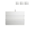 Modern white glossy ground bathroom cabinet with 3 drawers and sink Joey. Promotion