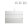 Modern white glossy ground bathroom cabinet with 3 drawers and sink Joey. Promotion
