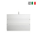 Modern white glossy ground bathroom cabinet with 3 drawers and sink Joey. Discounts