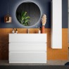 Modern white glossy ground bathroom cabinet with 3 drawers and sink Joey. Sale