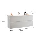 Suspended modern bathroom cabinet with glossy white sink and 2 drawers Add Price