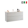 Suspended modern bathroom cabinet with glossy white sink and 2 drawers Add Catalog