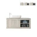 Suspended modern white wooden bathroom cabinet with sink and 2 doors Alon. Promotion