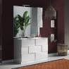 Feel T Dama glossy white floor-standing double washbasin bathroom cabinet with 3 drawers. Discounts
