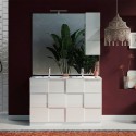 Feel T Dama glossy white floor-standing double washbasin bathroom cabinet with 3 drawers. Catalog