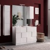 Feel T Dama glossy white floor-standing double washbasin bathroom cabinet with 3 drawers. Promotion