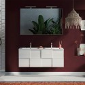 Suspended bathroom mobile with double washbasin 2 drawers glossy white Feel S Dama. Sale