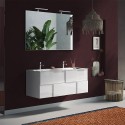 Suspended bathroom mobile with double washbasin 2 drawers glossy white Feel S Dama. Discounts