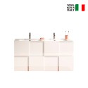 Suspended bathroom mobile with double washbasin 2 drawers glossy white Feel S Dama. On Sale