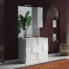Floor-mounted bathroom cabinet with 3 glossy white drawers and Tetra Dama sink. Cheap