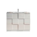 Floor-mounted bathroom cabinet with 3 glossy white drawers and Tetra Dama sink. Characteristics