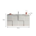 Gambit Dama glossy white suspended bathroom cabinet with sink and 3 drawers. 