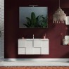 Gambit Dama glossy white suspended bathroom cabinet with sink and 3 drawers. Buy