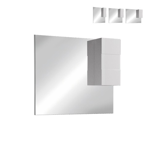 Bathroom mirror with LED light and 1 door gloss white Zeit Dama column Promotion