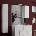 Bathroom mirror with LED light and 1 door gloss white Zeit Dama column Sale