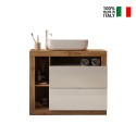 Modern freestanding bathroom unit with 2 white wooden drawers and Jarad BW washbasin Model