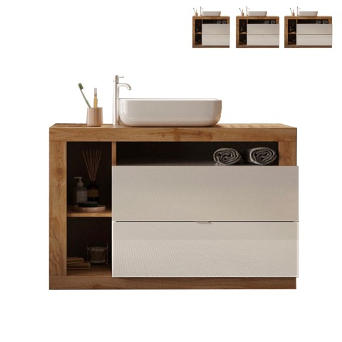 Modern freestanding bathroom unit with 2 white wooden drawers and Jarad BW washbasin Promotion