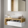 Modern suspended bathroom vanity unit with white wooden drawer and Kura BW washbasin. Sale