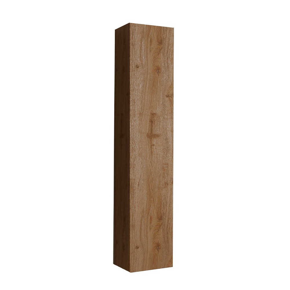 Mobile suspended bathroom column with 1 door and oak wood container Edon.
