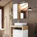 Bathroom mirror cabinet column with 1 door, LED light, white oak wood Pilar BW. Catalog