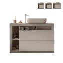 Floor-mounted bathroom mobile unit with washbasin, 2 drawers, white, grey and cementy Jarad BC. Promotion