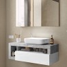 Suspended bathroom cabinet with glossy white gray Kura BC sink drawer Sale