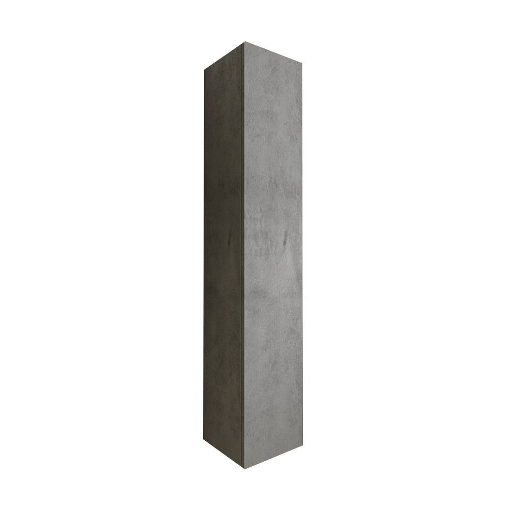 Kubi grey cement 1 door suspended bathroom column with container unit.