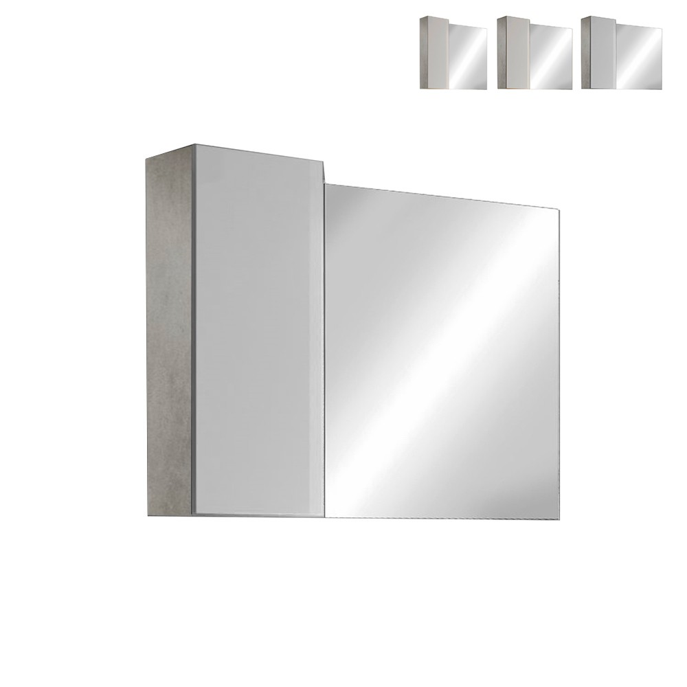 Bathroom Mirror with LED Light, 1-Door Column in White Gray Pilar BC.