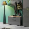 Mobile shoe rack bench entrance 1 door and 1 drawer gray wood Matie. Promotion