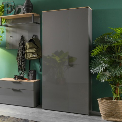 Konrad grey wood modern design multi-purpose 2-door entrance wardrobe Promotion
