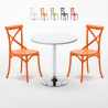 Long Island Set Made of a 70cm White Round Table and 2 Colourful Vintage Chairs Promotion