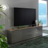 Modern 200cm TV Stand with Mobile Base, 2 Doors, 3 Drawers, in Gray Oak Galad. Promotion