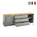 Modern 200cm TV Stand with Mobile Base, 2 Doors, 3 Drawers, in Gray Oak Galad. On Sale
