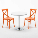 Long Island Set Made of a 70cm White Round Table and 2 Colourful Vintage Chairs Bulk Discounts