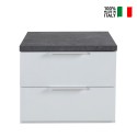 Modern white bedside table with 2 drawers and gray top Robyn On Sale