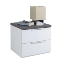 Modern white bedside table with 2 drawers and gray top Robyn Offers