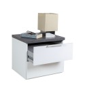 Modern white bedside table with 2 drawers and gray top Robyn Sale