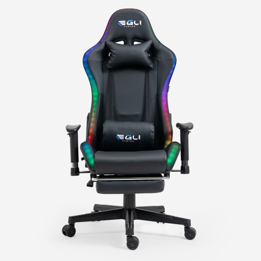 Ergonomic Gaming Chair with Footrest and RGB LED The Horde Comfort