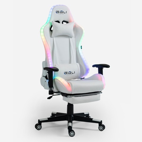 Gaming office chair with RGB LED footrest, ergonomic Pixy Comfort. Promotion