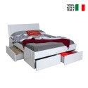 Double bed 160x200cm with storage and drawers in lacquered white Teide. On Sale