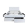 Double bed 160x200cm with storage and drawers in lacquered white Teide. Sale